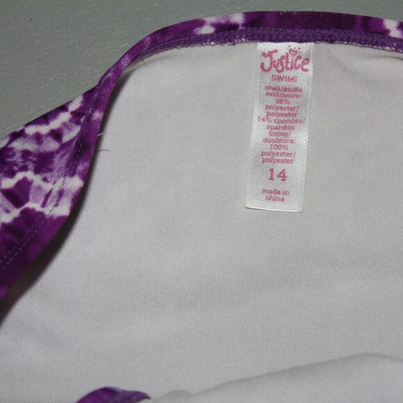 Purple 2 Pcs Justice Tankini Swimsuit Size 14 - Picture 4 of 10